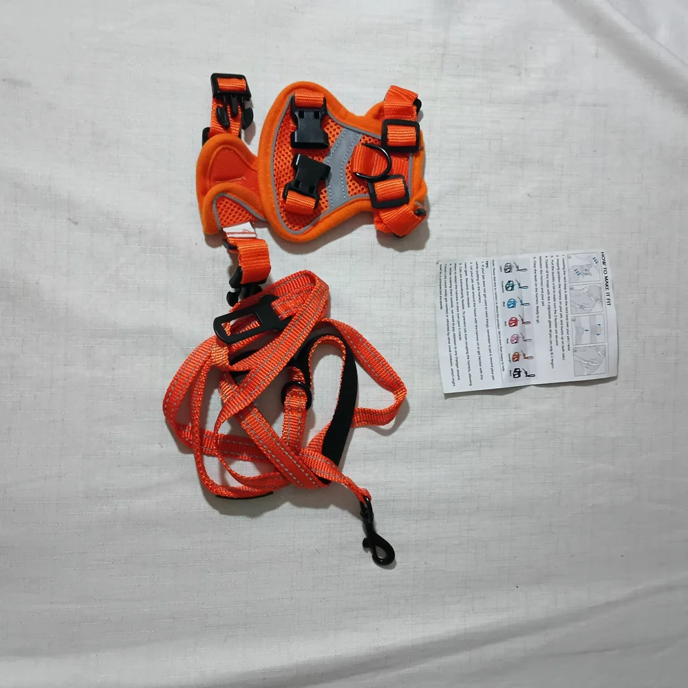 Orange Cat reflective Harness and Leash Set